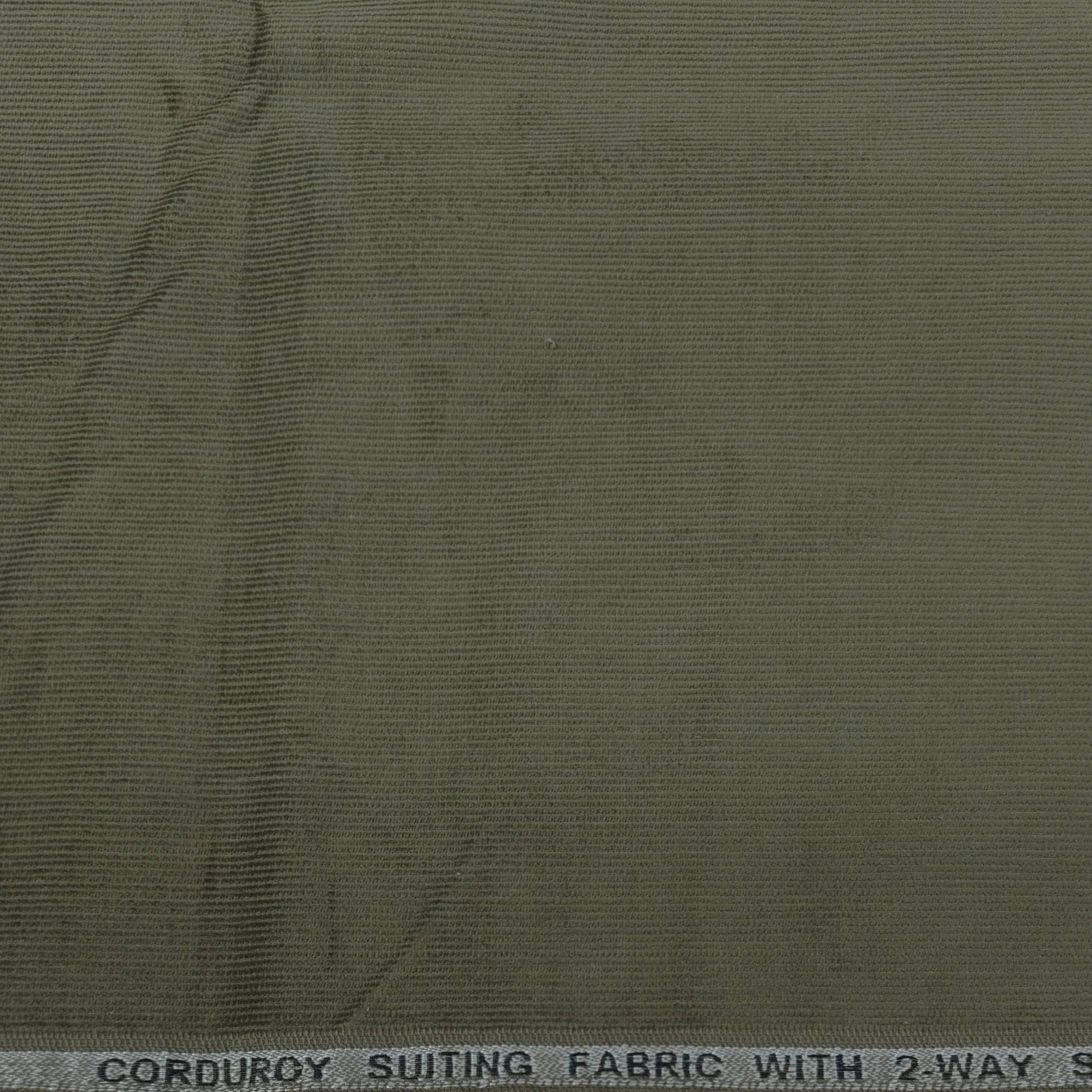 Corduroy Donear Pure Cotton stretchable Trouser Fabric Colour Dark Green
